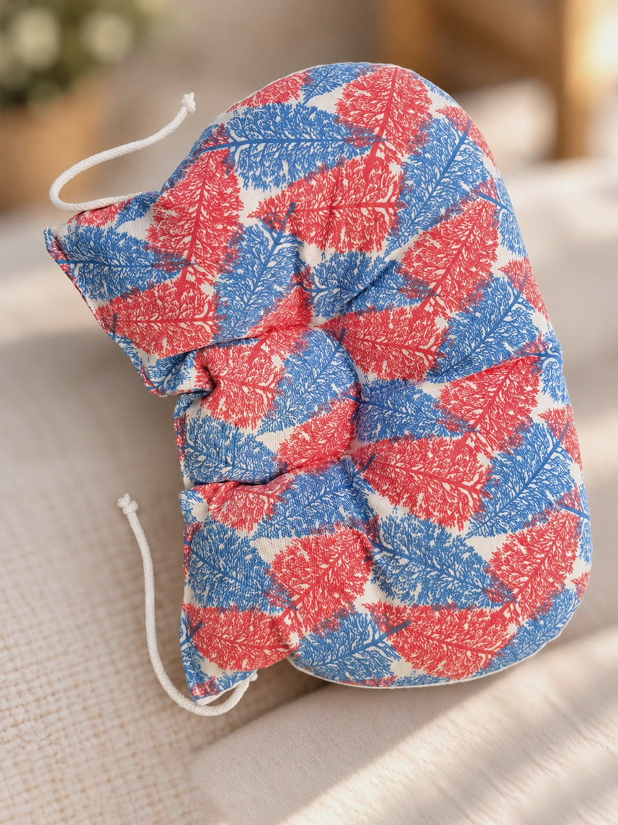Ziva Multipurpose 3-Side Adjustable Support Pillow – Newborn to Adult | Red & Blue Botanical Print | Head, Neck, Back & Travel Support