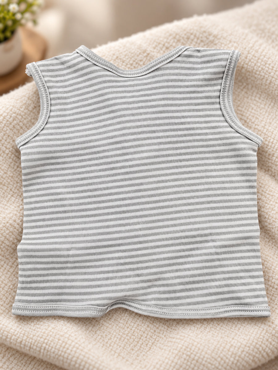 Ziva Newborn Knitted Cotton Front Open Tie Jabla with Light Padded Tie Nappy – Pastel Green Stripe | 1 Jabla + 1 Nappy