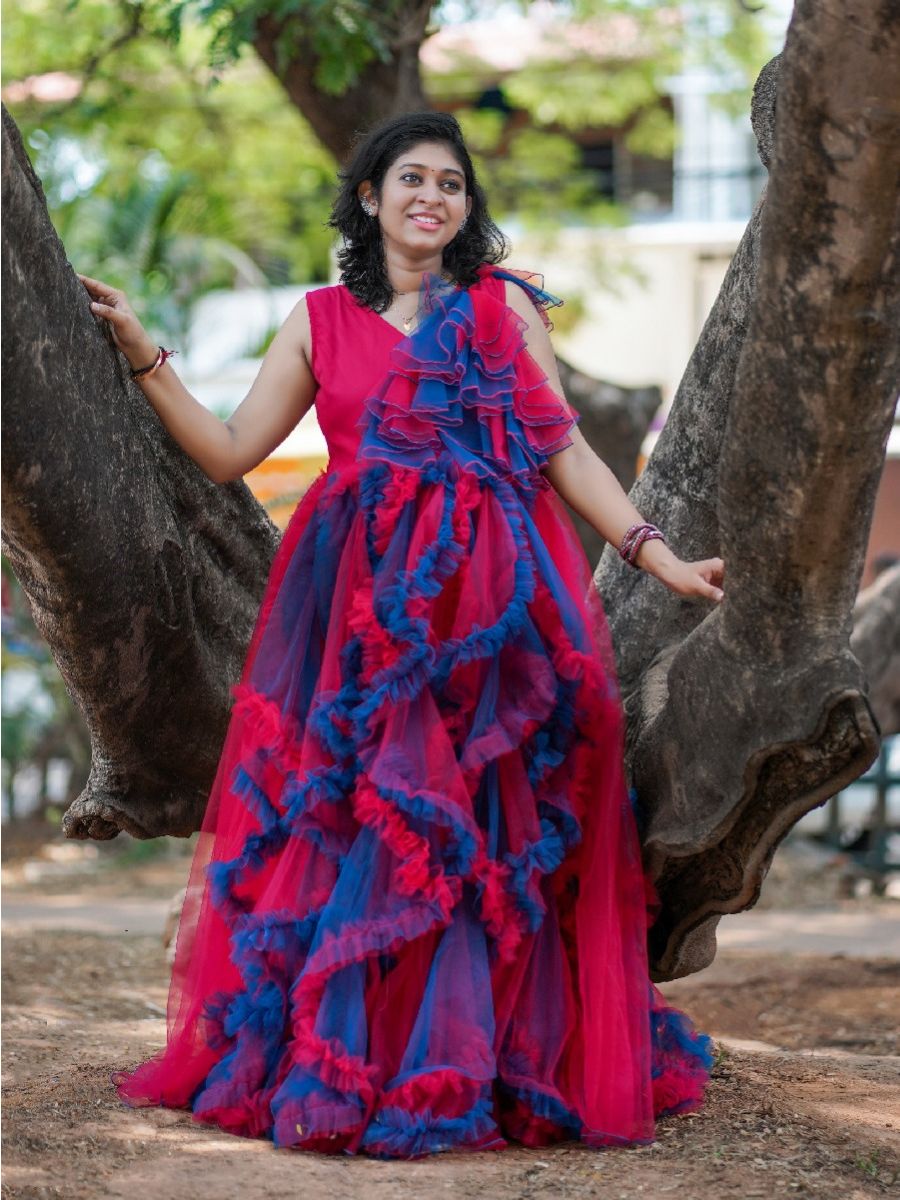 Maternity Baby Shower Blue & Magenta Net