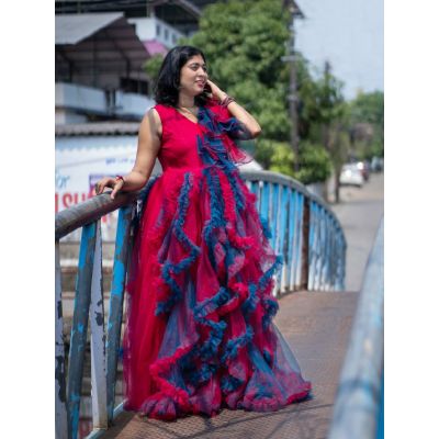 Maternity Baby Shower Blue & Magenta Net