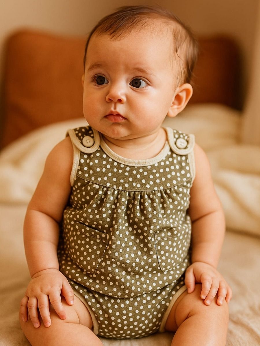 Baby Girl Frock Knitted with Panty Green