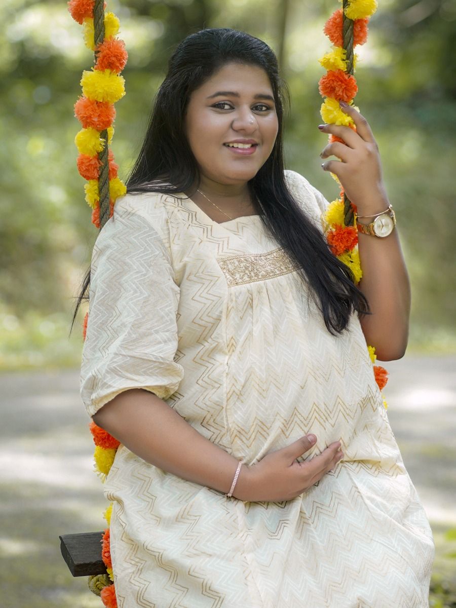 Maternity Midi Onam Festive Dress Cleta Zig Zag