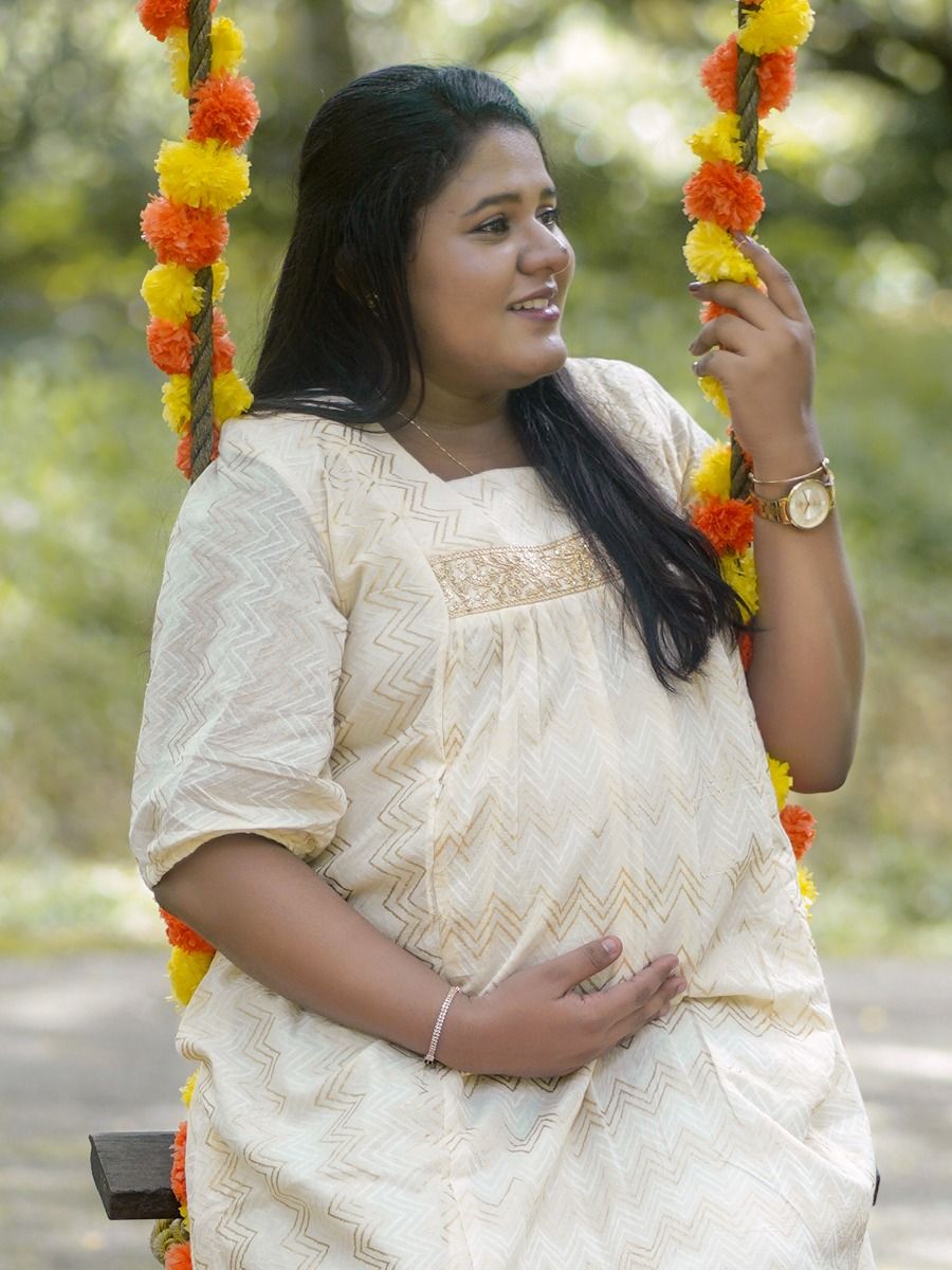 Maternity Midi Onam Festive Dress Cleta Zig Zag