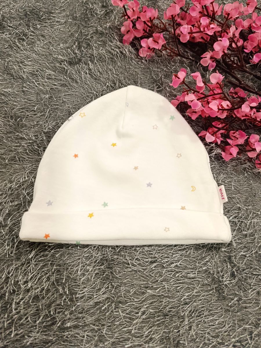 Baby Sleepsuit/ Cap Girl- White Star