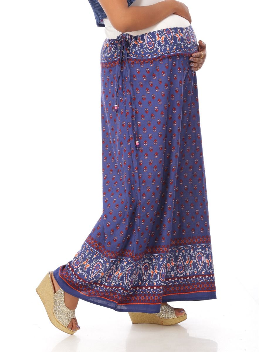 Maternity Palazzo Pants With Adjustable Cord (Kalahasti)