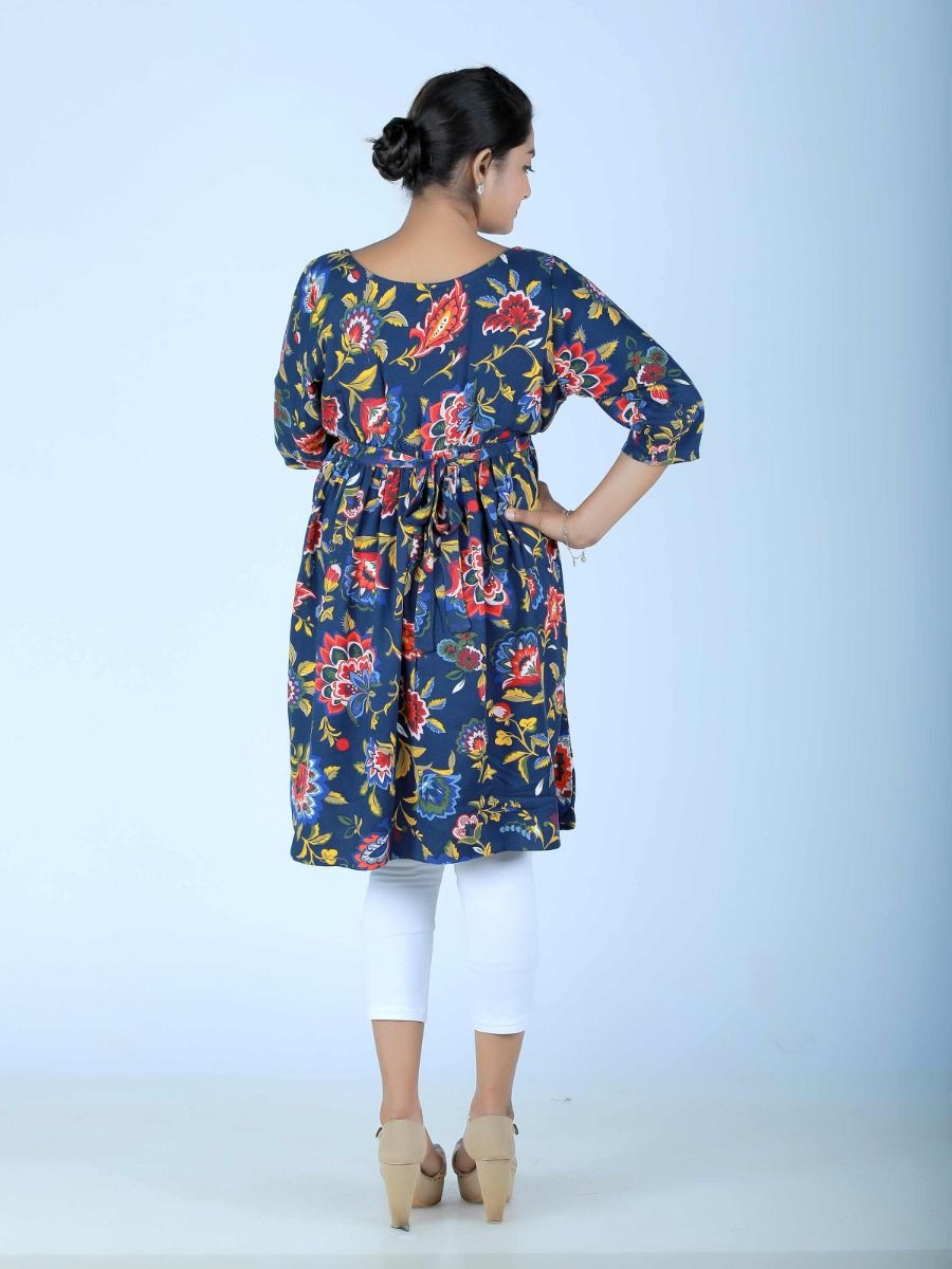 Nursing Top Floral Printed (Pyar Blue)