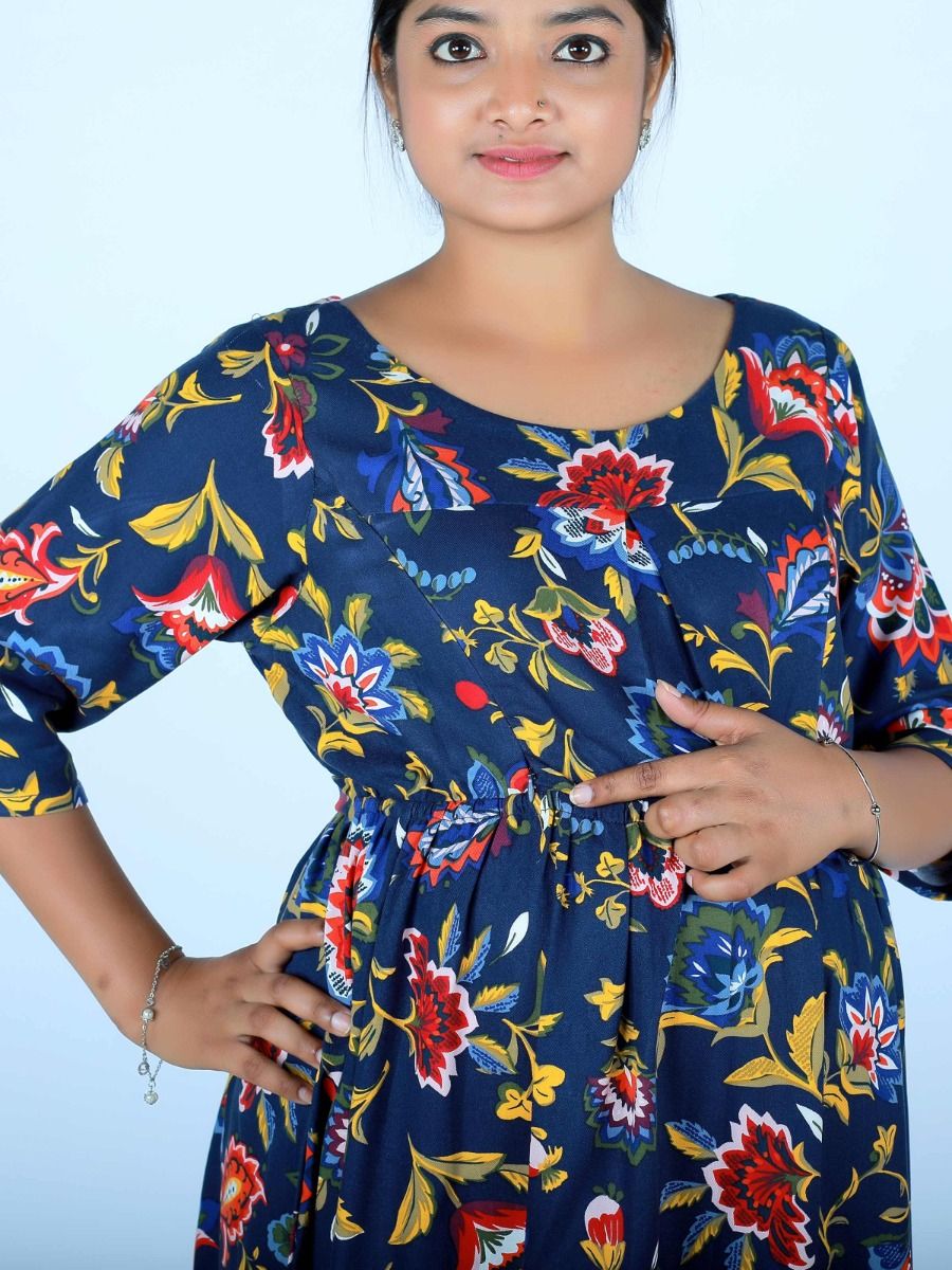 Nursing Top Floral Printed (Pyar Blue)