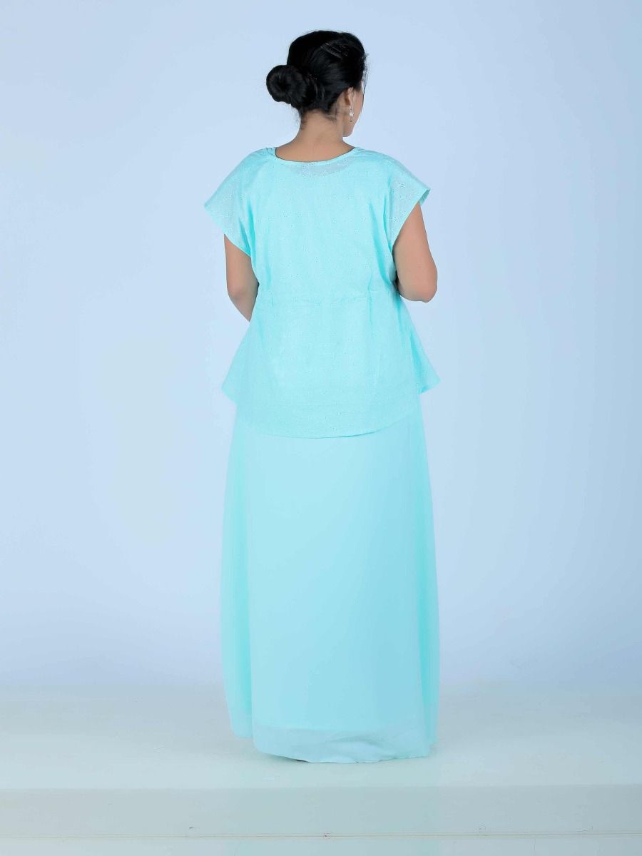 Maternity Maxi Dress with Hakoba Jacket (Linda Blue)