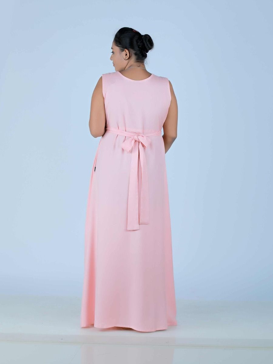 Blush Draped Maternity Sleeveless Gown (Shami Peach)