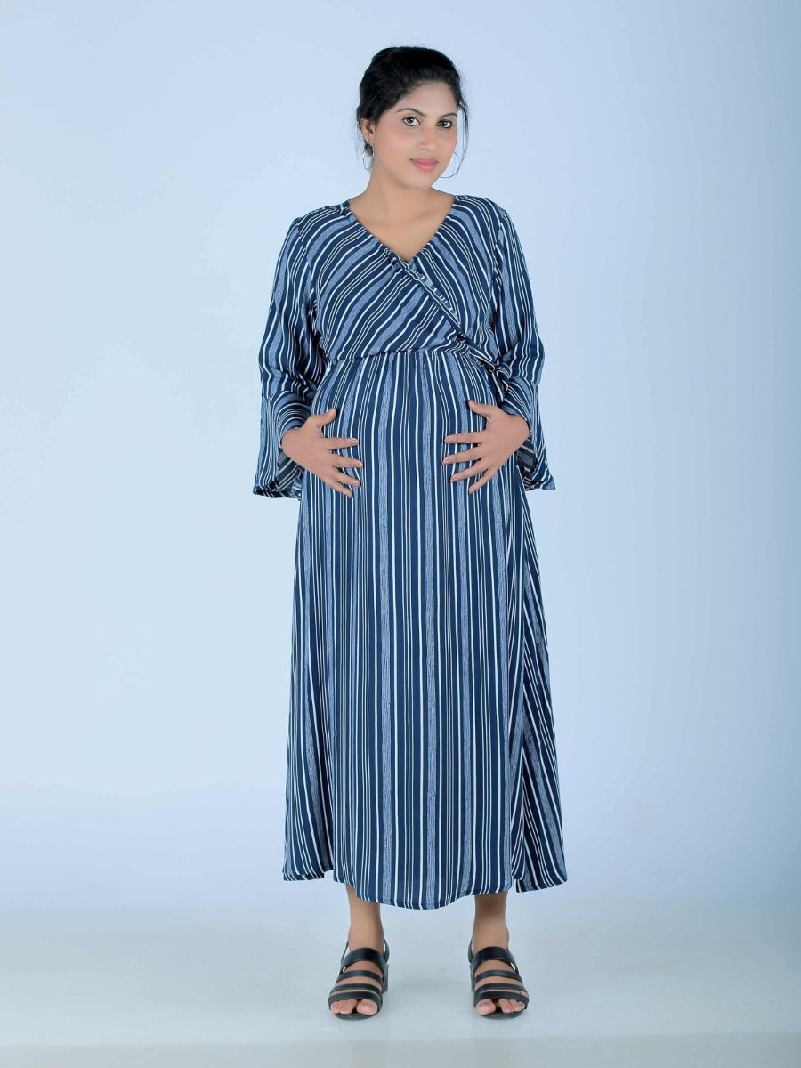 Maternity Maxi Dress (Deeksha Blue)