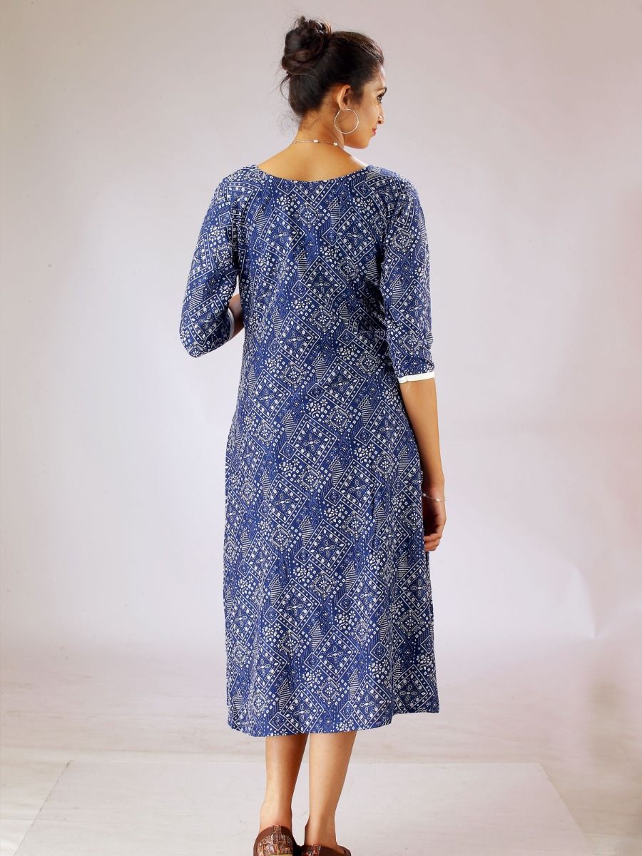 Maternity Top with White Yoke (Lehar Blue)