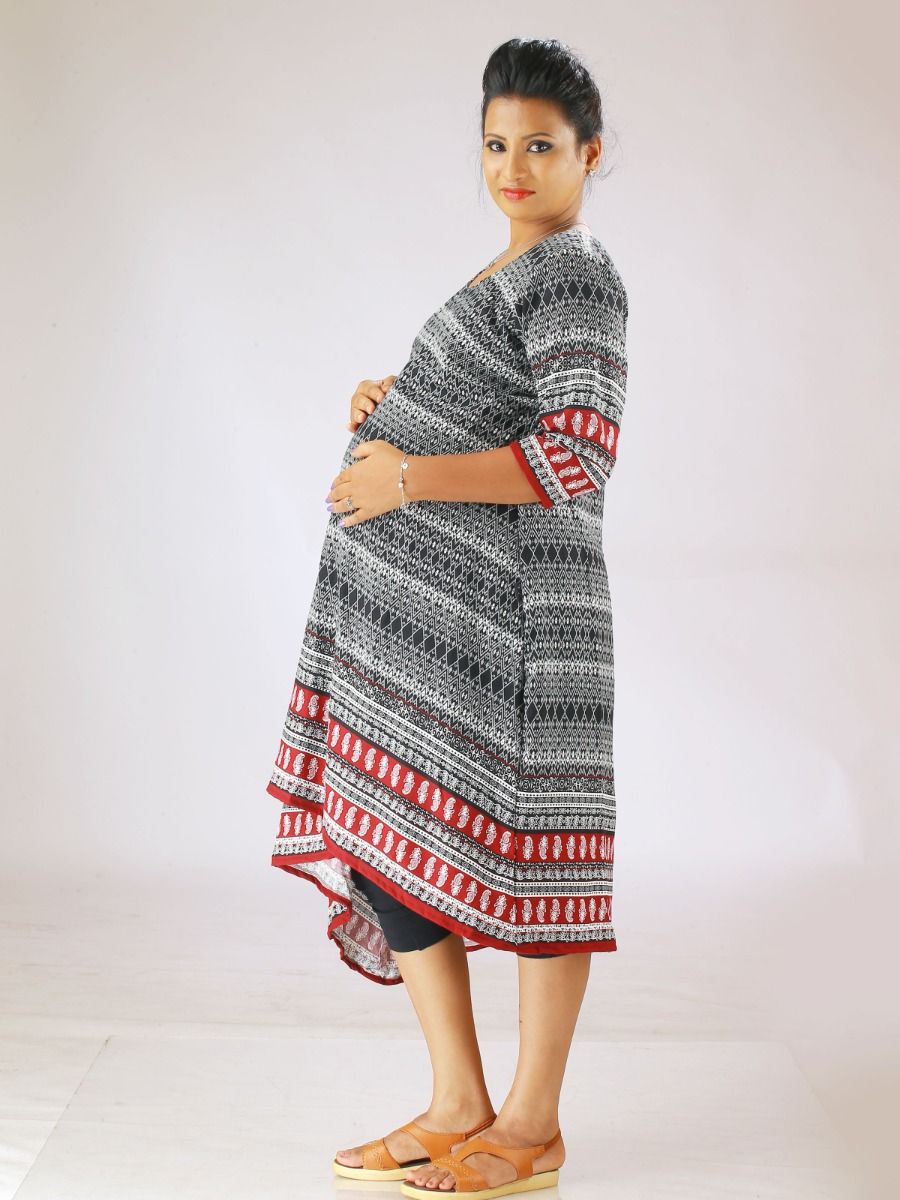 Nursing Top Abstract Print (Helna Maroon)