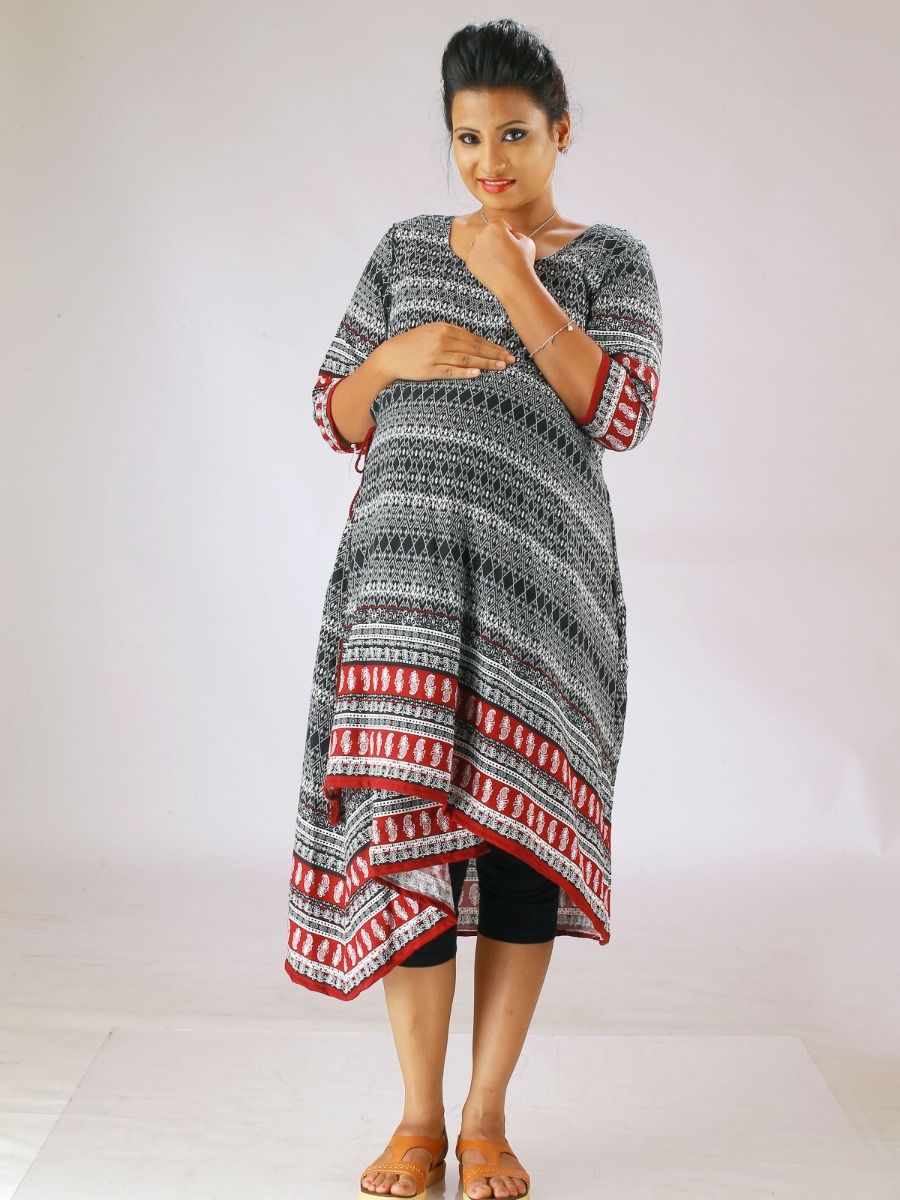 Nursing Top Abstract Print (Helna Maroon)