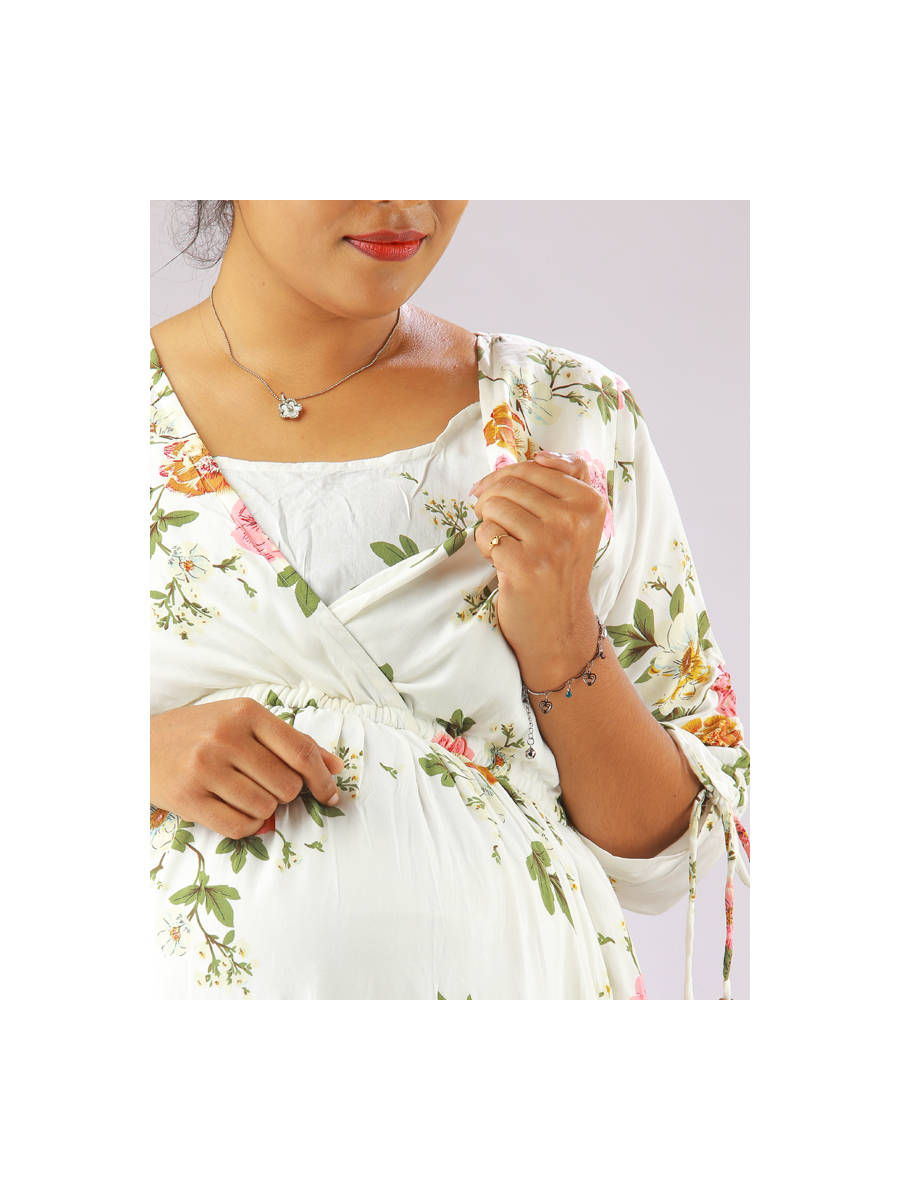 Maternity Maxi Floral Printed Dress (Jez Floral)