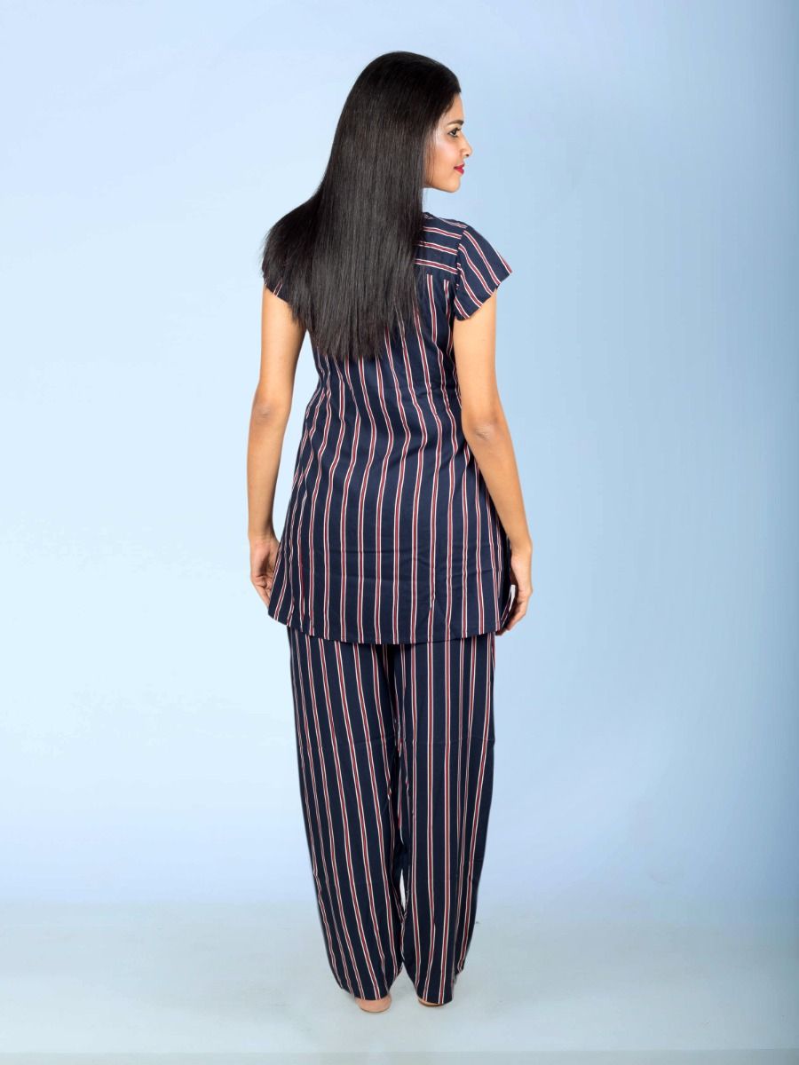 Striped maternity and nursing pyjama set (Lines)