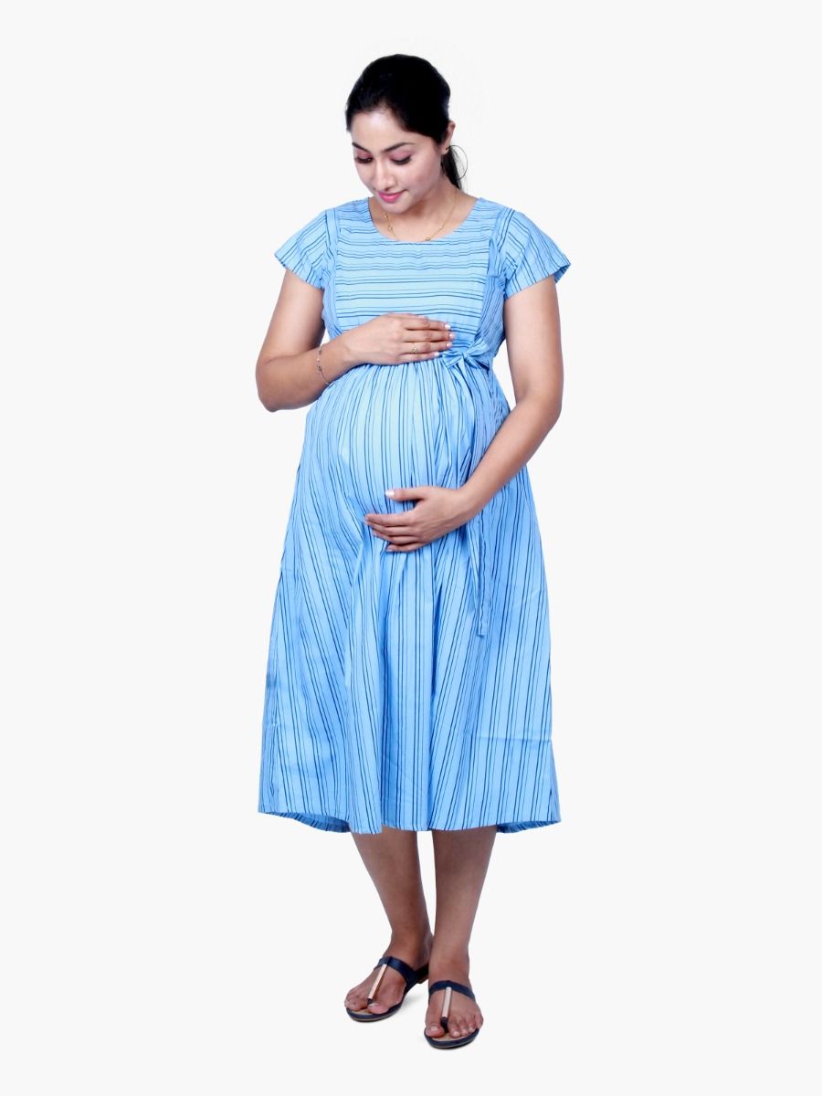 Maternity Midi Dress with FREE MASK (LINES)