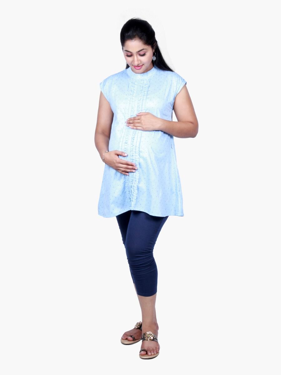 Maternity top with FREE MASK (NORA BLUE)