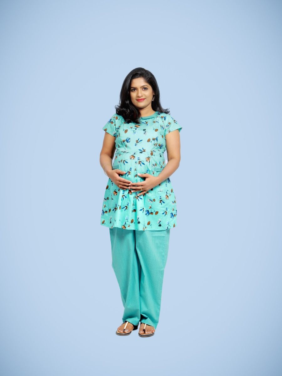 Nursing Pyjama Suits-Zoya Blue