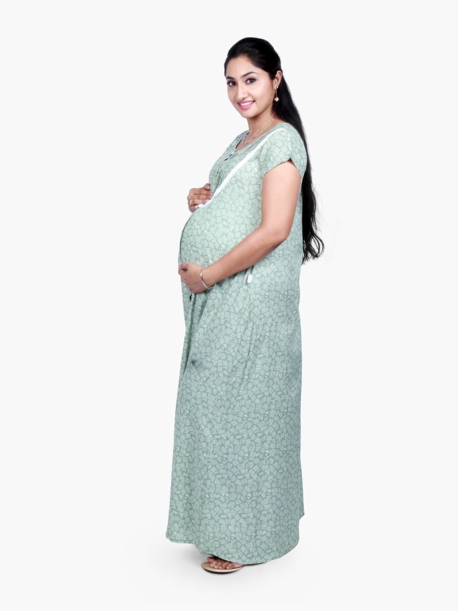 Maternity Nightie with FREE MASK ALAMEA PALE GREEN
