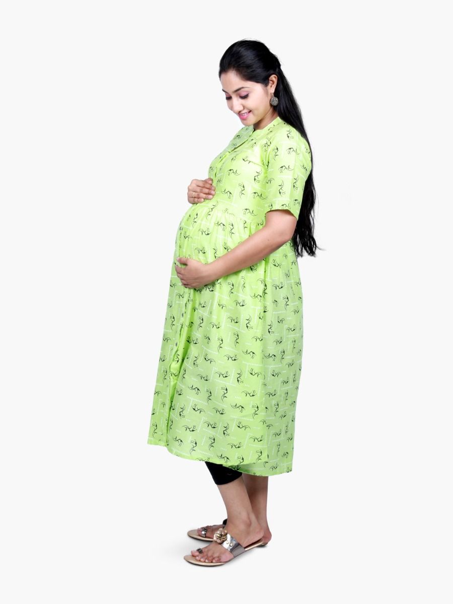 Maternity Midi Dress with FREE MASK (NAIROBI LIGHT GREEN)