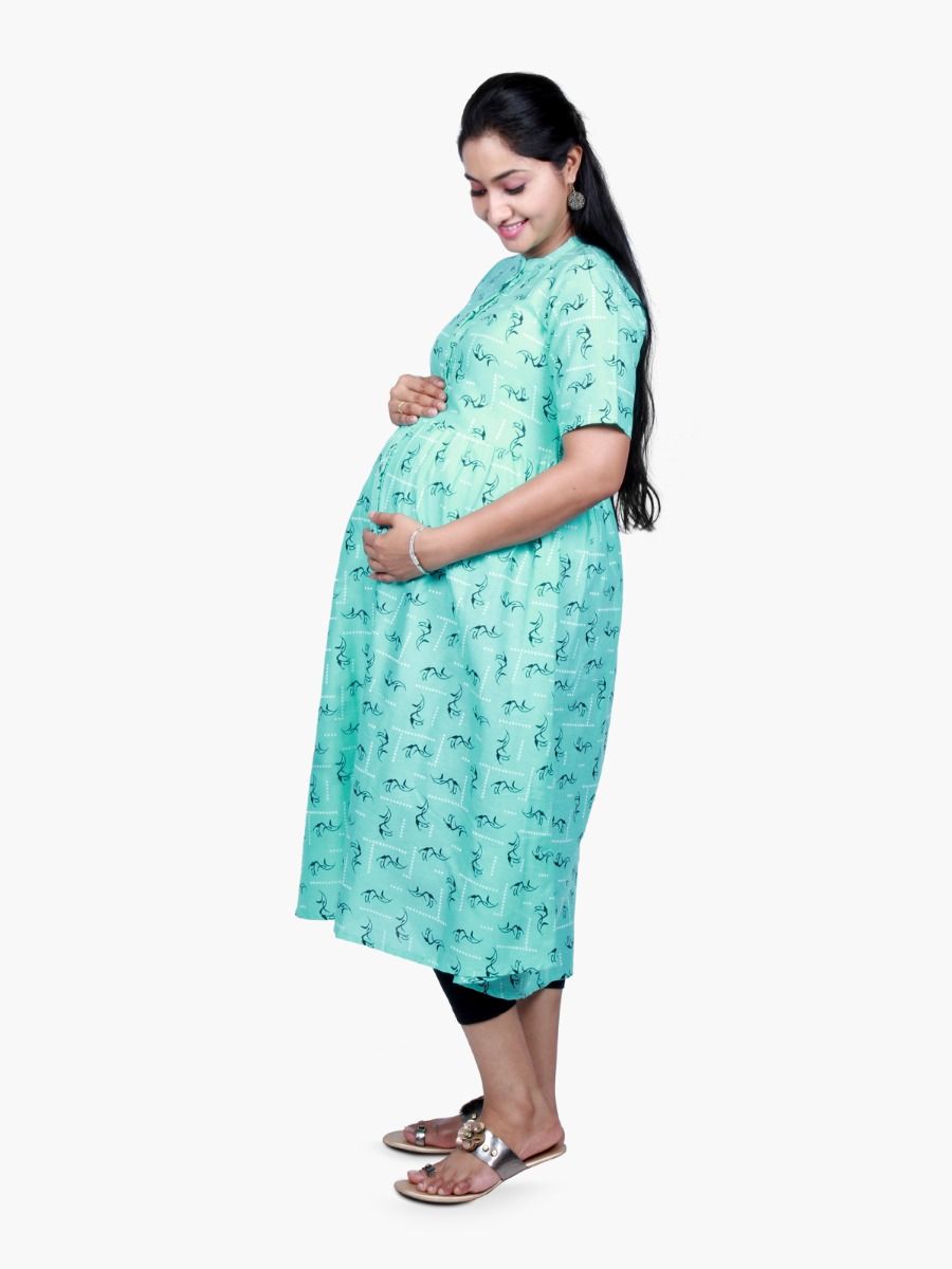 Maternity Midi Dress with FREE MASK (NAIROBI AQUA BLUE)