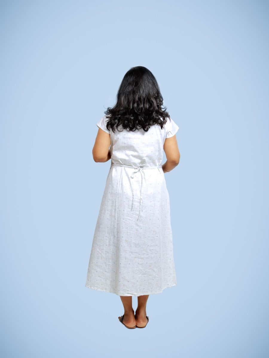  Maternity & Nursing Short night gown with FREE MASK-Zina white