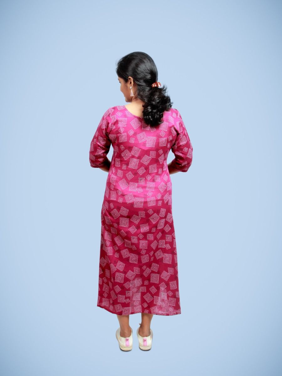 Printed  Maternity & Nursing Short dress-Rithu Purple