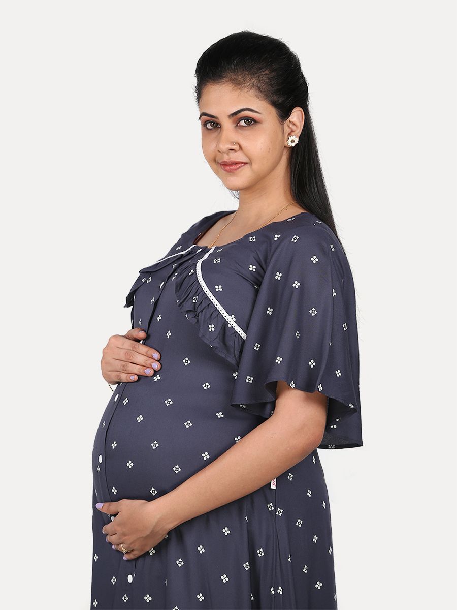 Maternity Nightie with FREE MASK(Tihu Navy Blue)