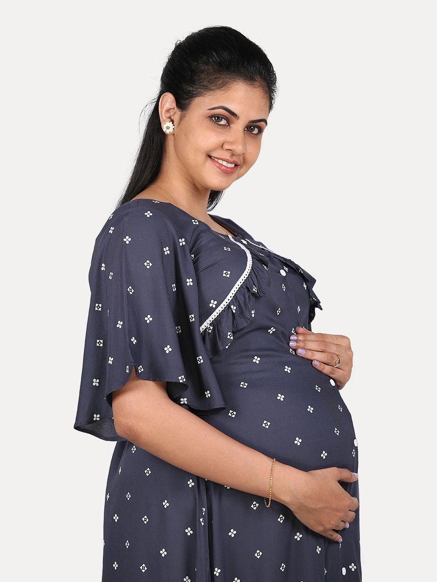 Maternity Nightie with FREE MASK(Tihu Navy Blue)