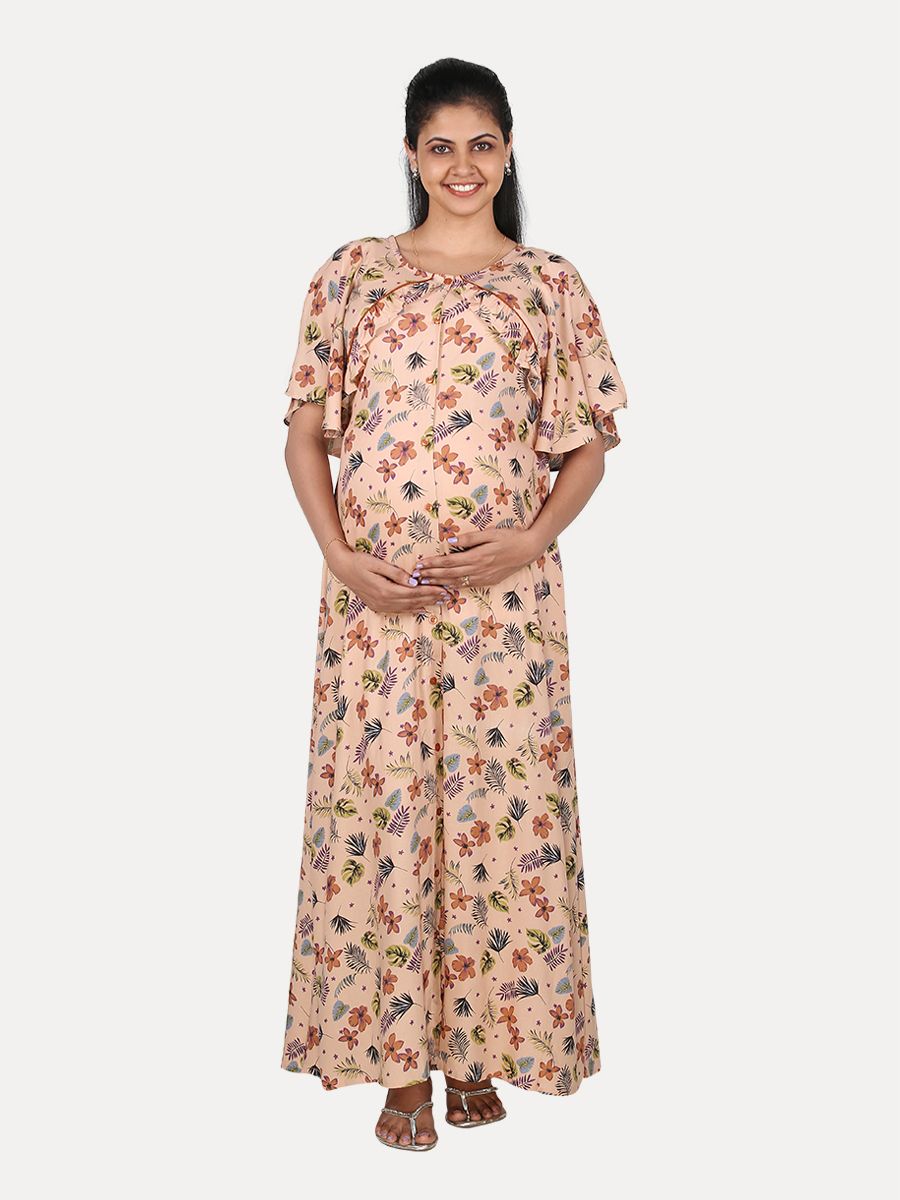 Buy Zivame Maternity Knit Cotton Mid Length Nightdress - Crown Blue online