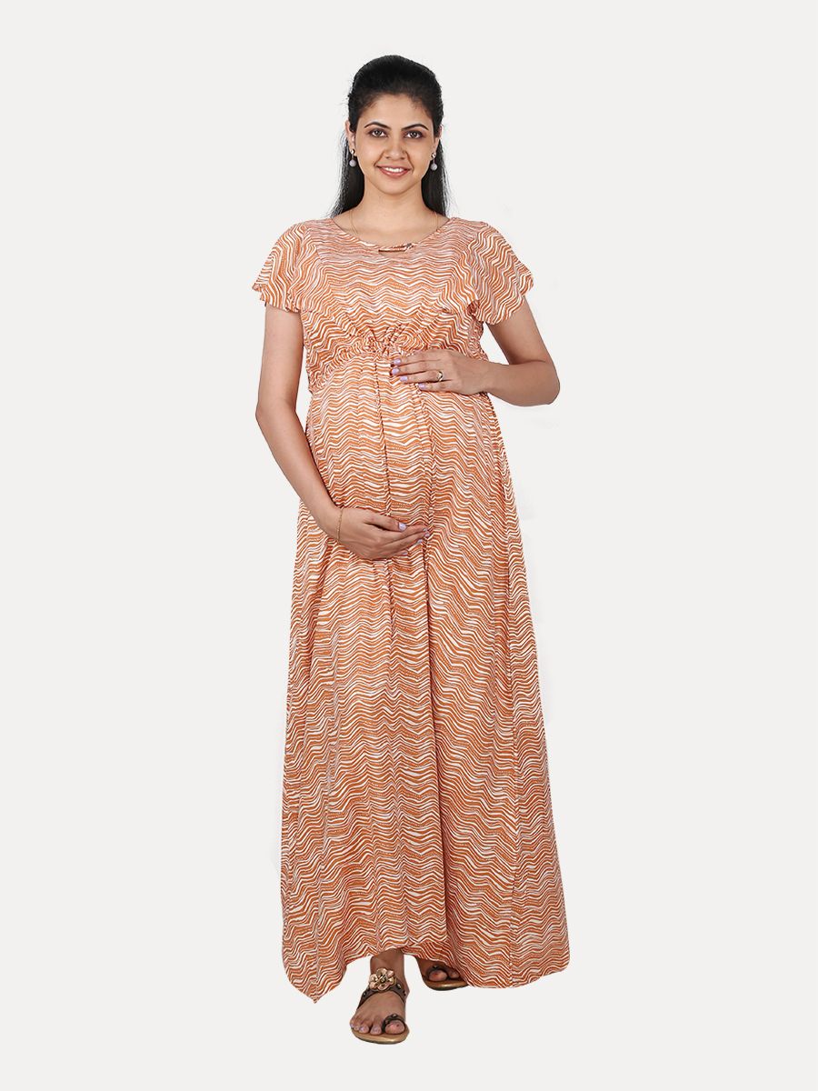 Maternity Nightie with FREE MASK(Phia Orange)