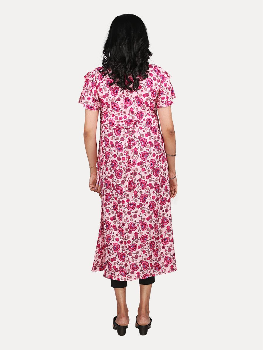 Maternity Midi Dress with Free Mask (Evely Pink)