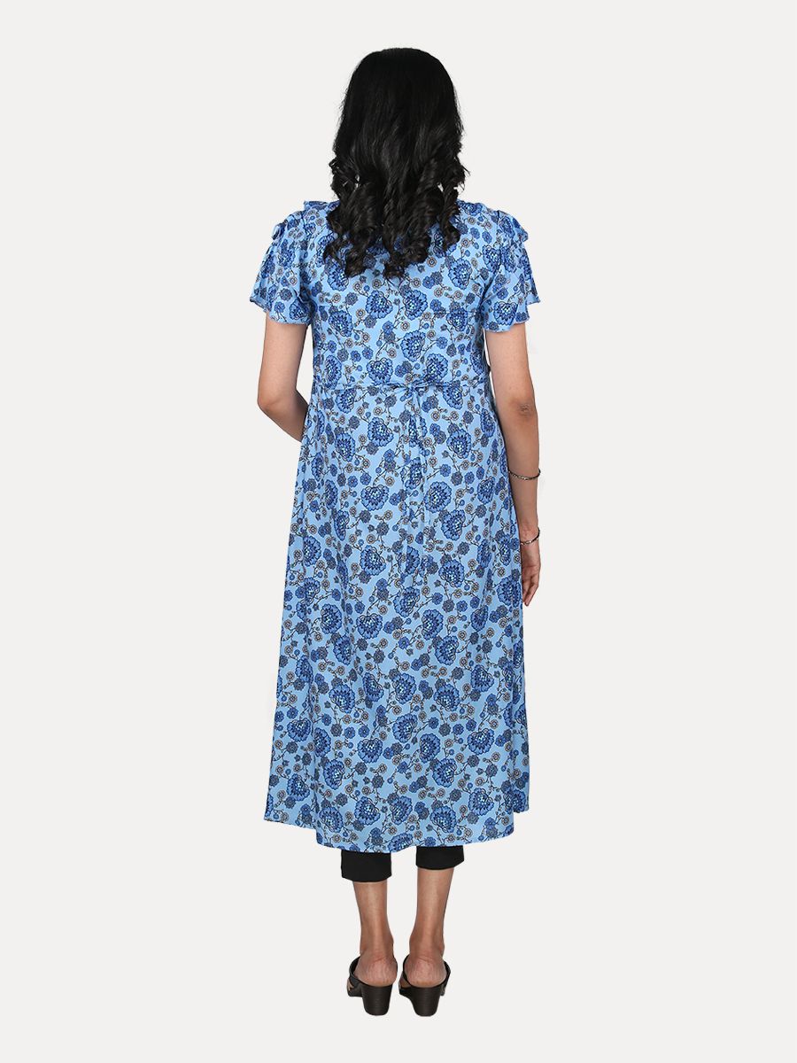 Maternity Midi Dress with Free Mask (Evely Blue)