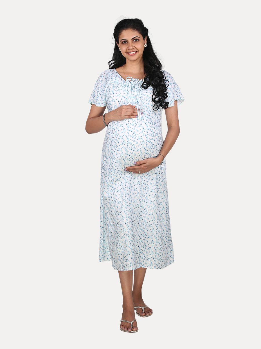 Maternity Nightie Short with Free Mask (Fay White)