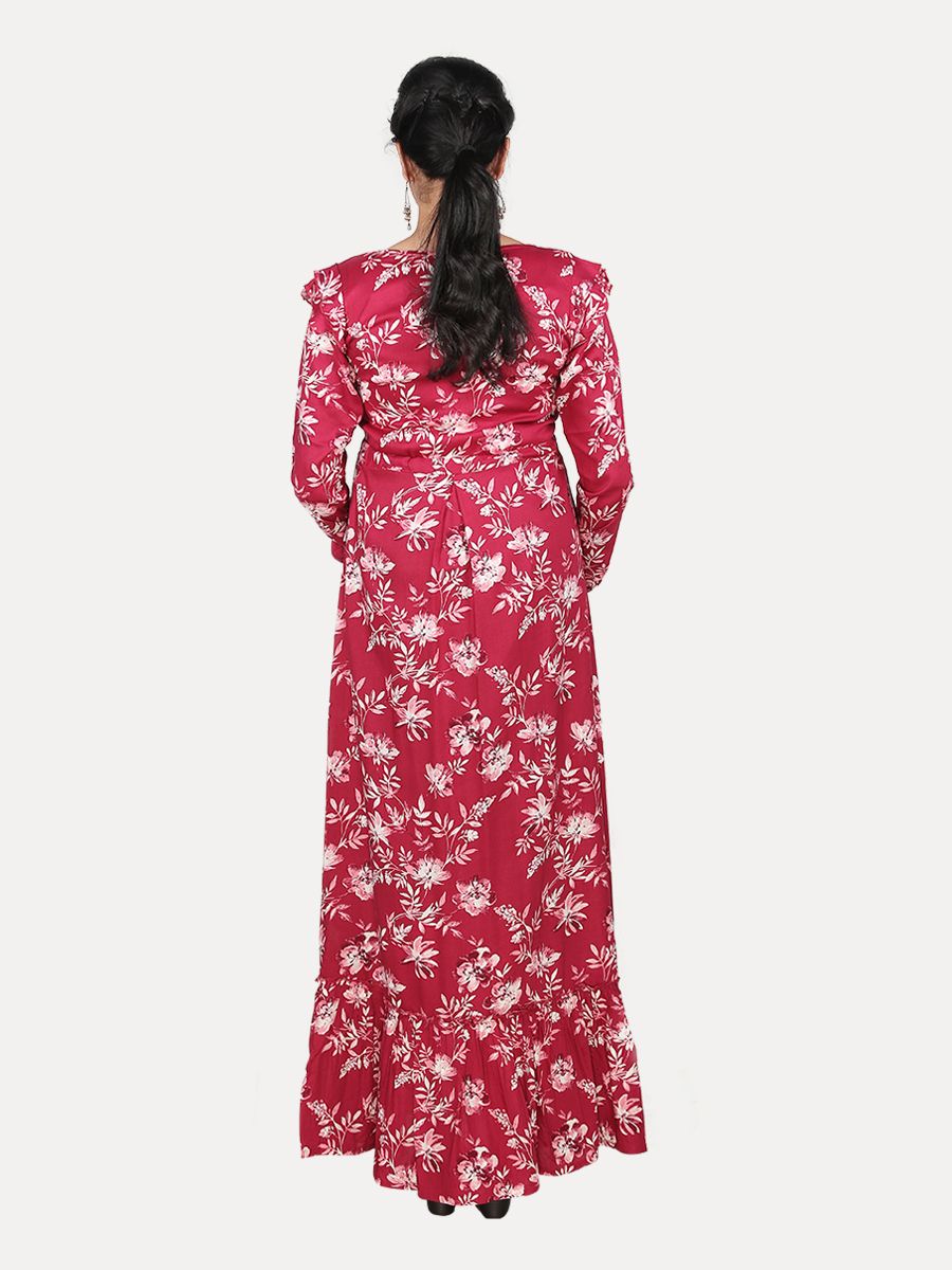 Nursing Maxi Dress with FREE MASK(Flame Red)