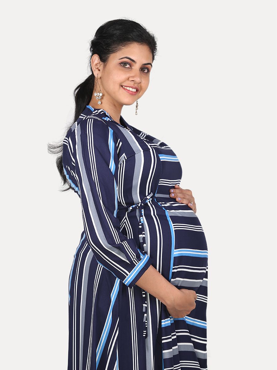 Maternity Maxi Dress with Free Mask (Jayde Blue)