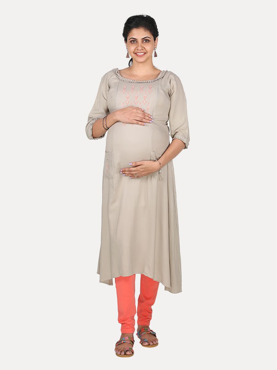 Maternity Top with Leggings & Free Mask (Zoee Grey)
