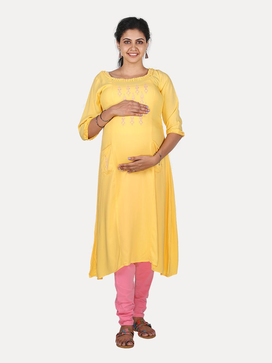 Maternity Top with Leggings & Free Mask (Zoee Yellow)