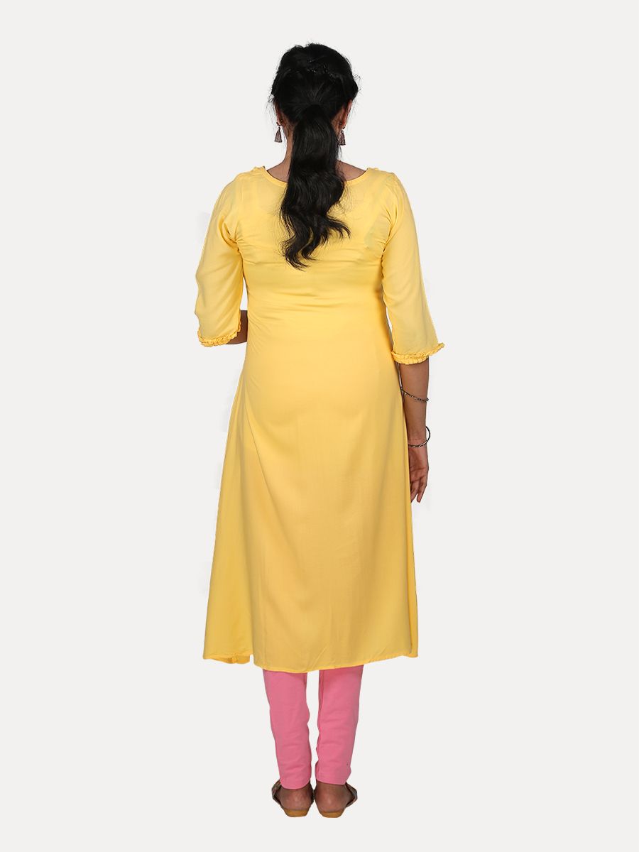Buy Kaajh Womens Yellow Embroidered Cotton Kurta Pant Set Online at Best  Price  Distacart