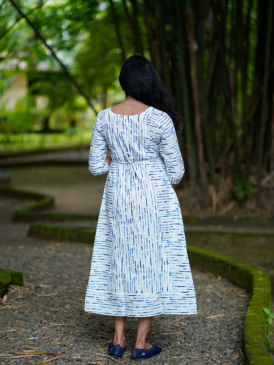 Maternity short Dress-Blue Lines