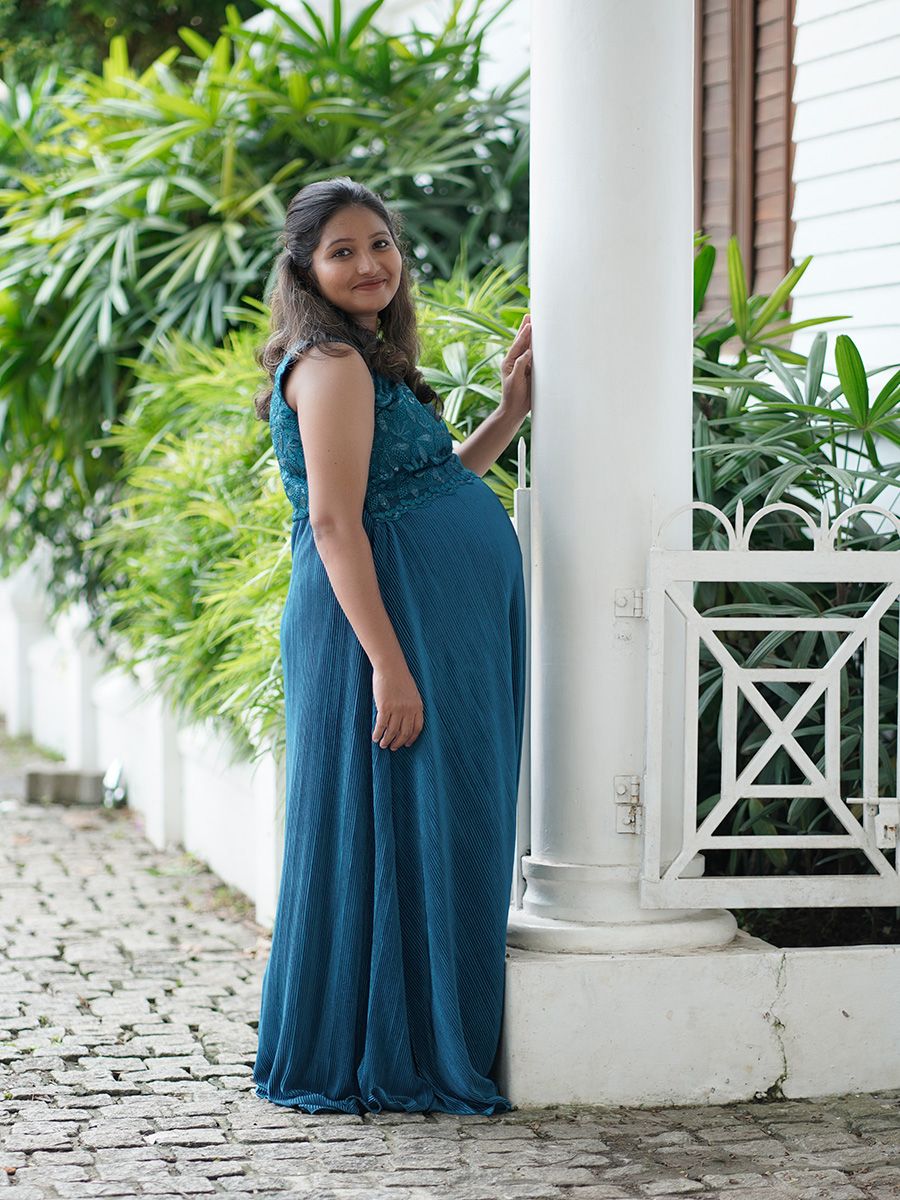 Flattering Sky Blue Color Ruffle Style Gown | TheIndianFab
