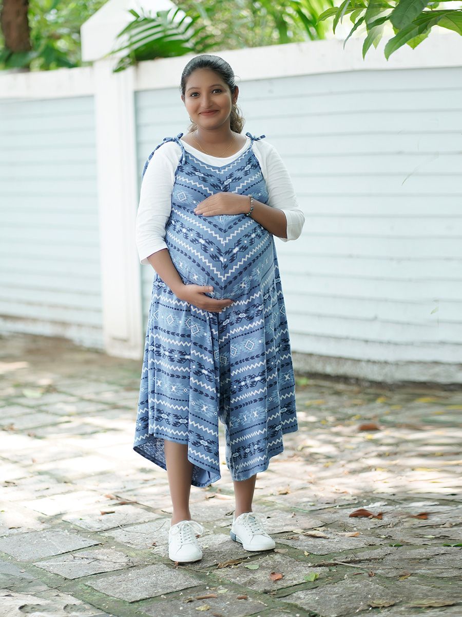 Maternity Sleeveless Dress with Inner- Zaira Brown