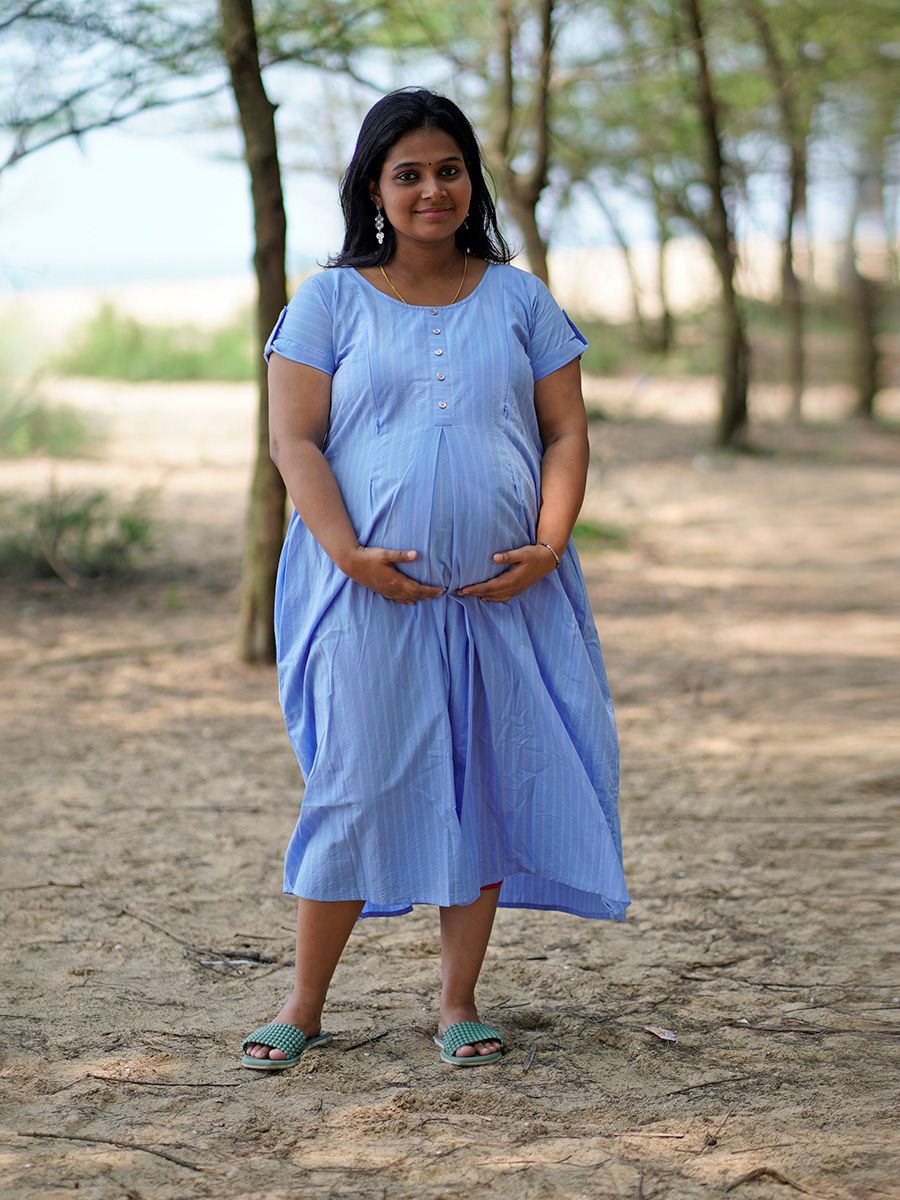Maternity Short Dress- Luva Light Blue