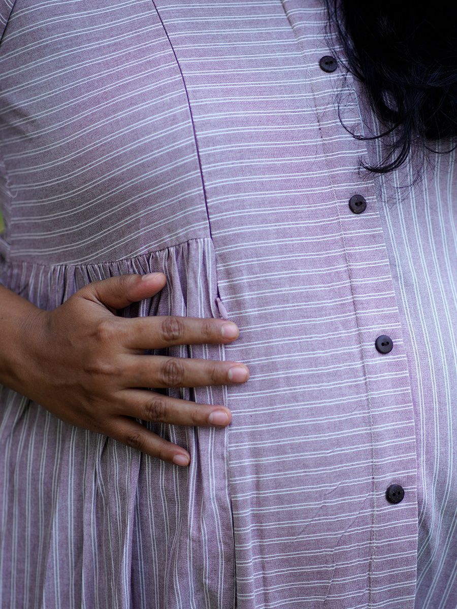 Maternity short Dress- Eve Brown Lines