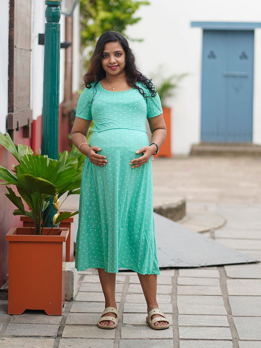Maternity Short Zipless Dress-  Gilda Green