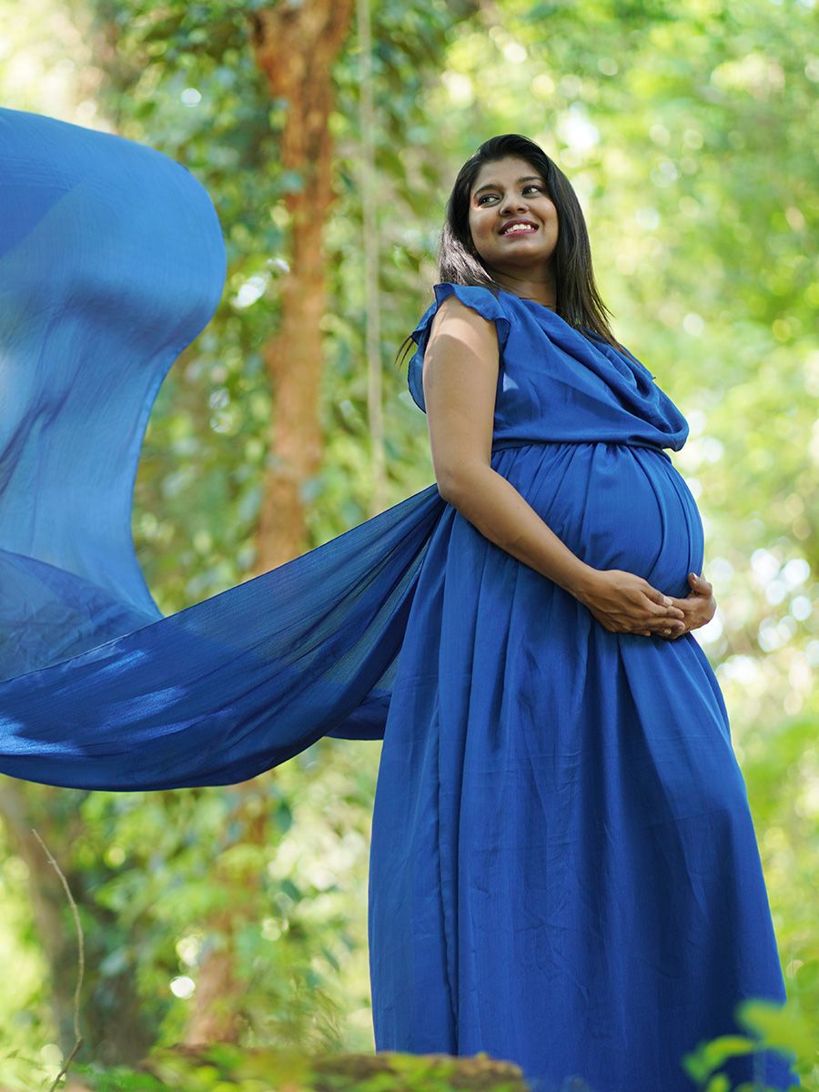 Maternity Fly Gown Dark Blue