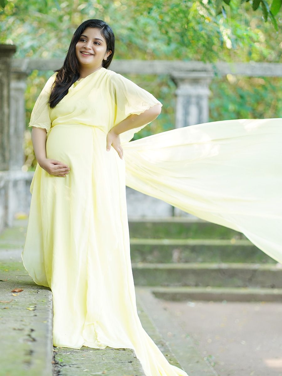 Maternity Fly Gown- Lemon Yellow