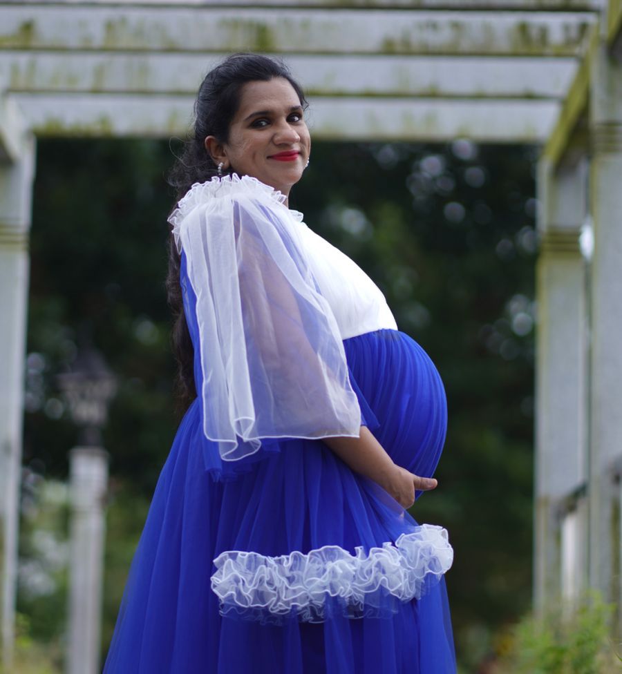 Baby Shower Gown Blue - Net Ruffles