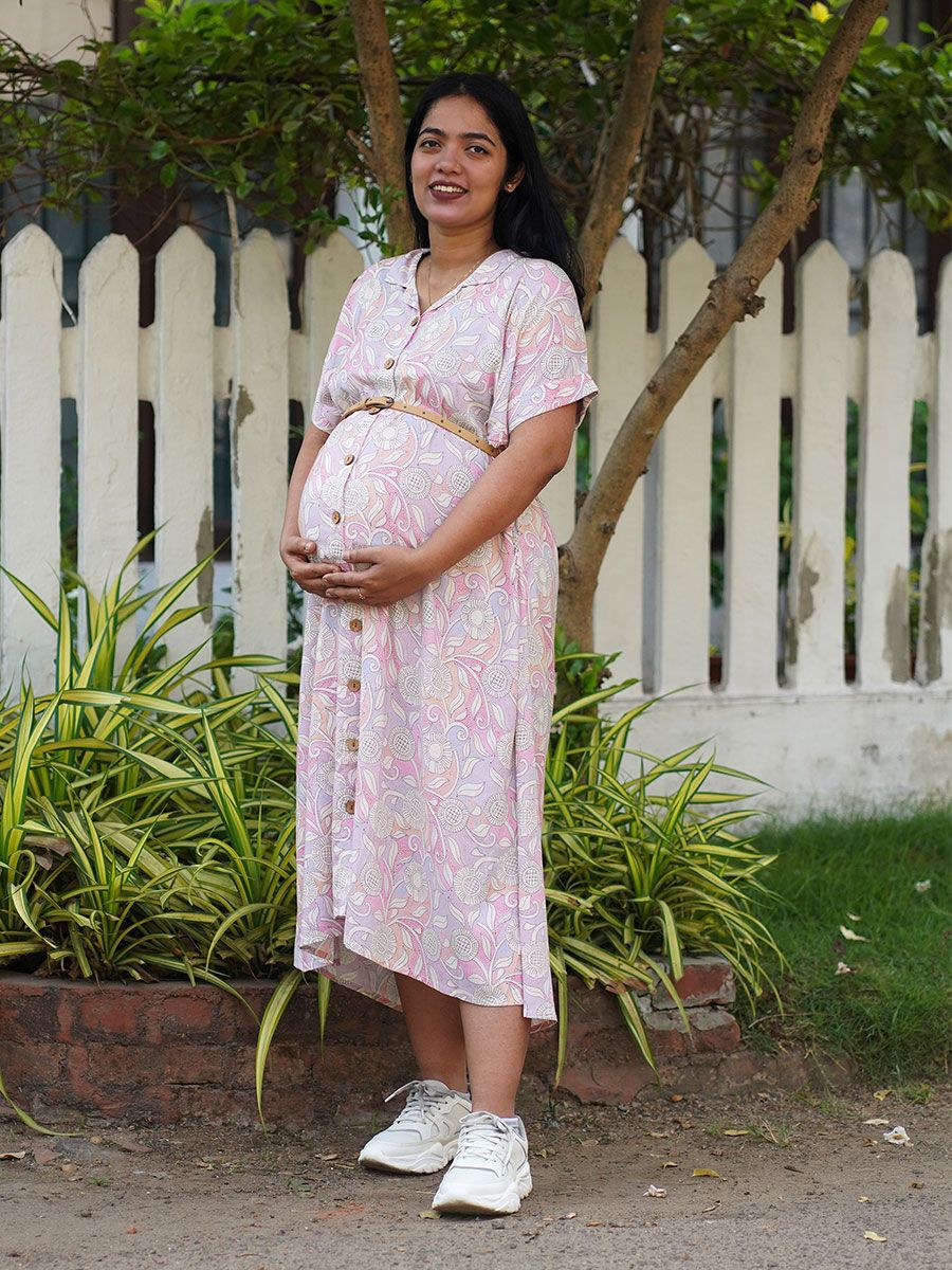 Maternity Midi Dress Stasia Pink