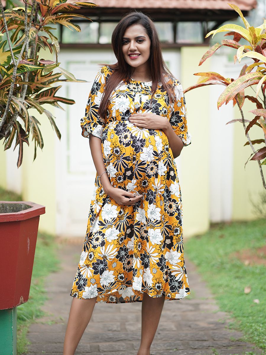 Maternity Midi Dress (Misa Yellow)